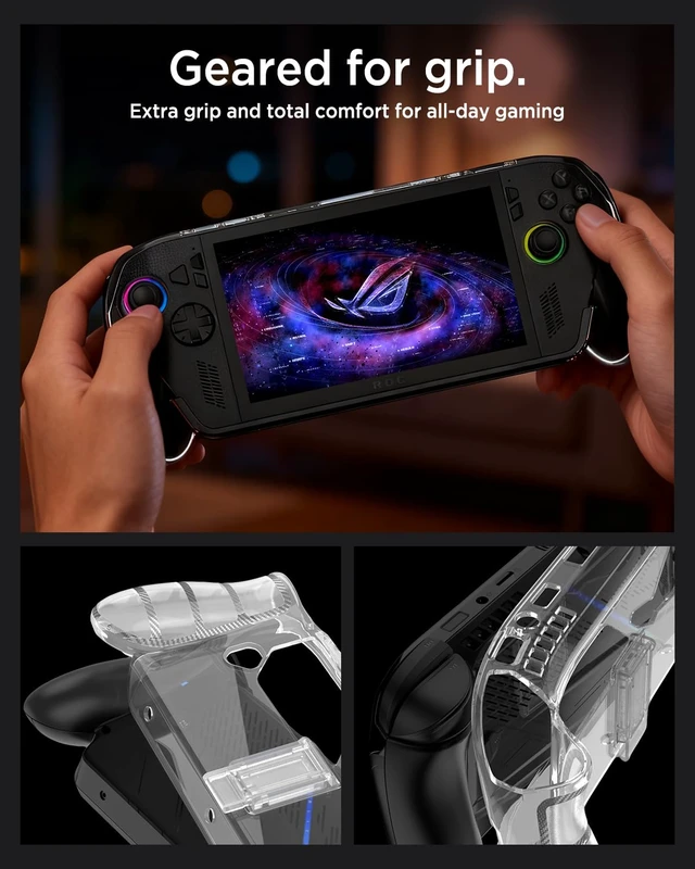 Alt view image 6 of 7 - Clear Case for ASUS ROG Xbox Ally X with Stand, Shockproof Anti-Scratch Non-Slip TPU Soft Silicone Protective Grip Cover for ROG Xbox Ally X 2025 Handheld Video Game Console with Kickstand