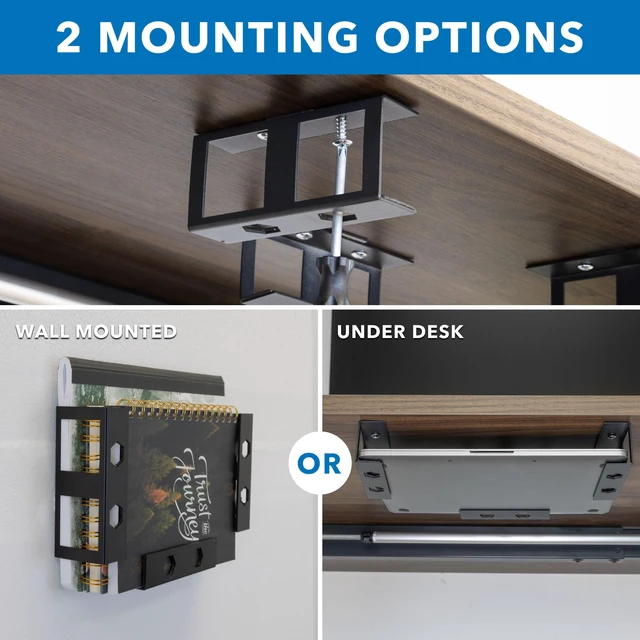 Alt view image 4 of 7 - Under Desk Laptop Mount Holder, Laptop Mount for Desk, Space Saver Small Multimedia Device Bracket Underdesk Shelf for Notebook, Mac mini, MacBook, Keyboard, Anti Scratch, Black