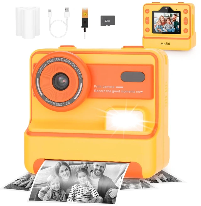 Main image of Kids Camera Instant Print,1080P Instant Camera for Kids,Selfie Digital Camera with 2.4 Inch Display 1200 mAh Battery,3-12 yrs Girls Boys Toys Presents for Birthday/Xmas/Holiday,Orange