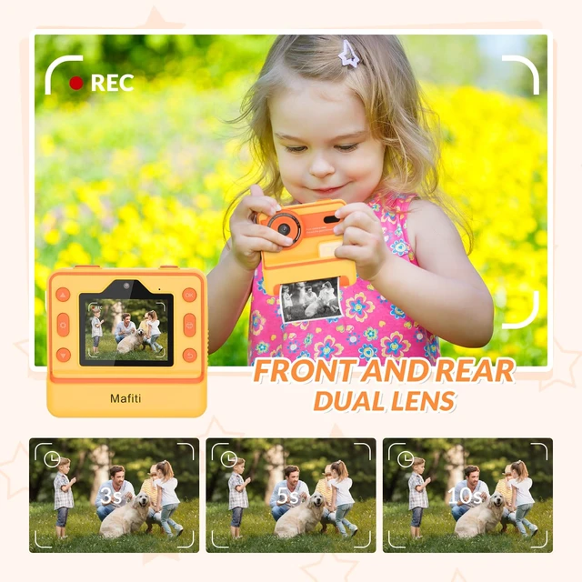Alt view image 3 of 7 - Kids Camera Instant Print,1080P Instant Camera for Kids,Selfie Digital Camera with 2.4 Inch Display 1200 mAh Battery,3-12 yrs Girls Boys Toys Presents for Birthday/Xmas/Holiday,Orange