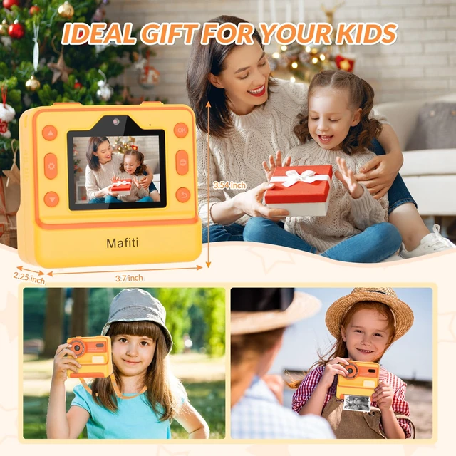Alt view image 7 of 7 - Kids Camera Instant Print,1080P Instant Camera for Kids,Selfie Digital Camera with 2.4 Inch Display 1200 mAh Battery,3-12 yrs Girls Boys Toys Presents for Birthday/Xmas/Holiday,Orange