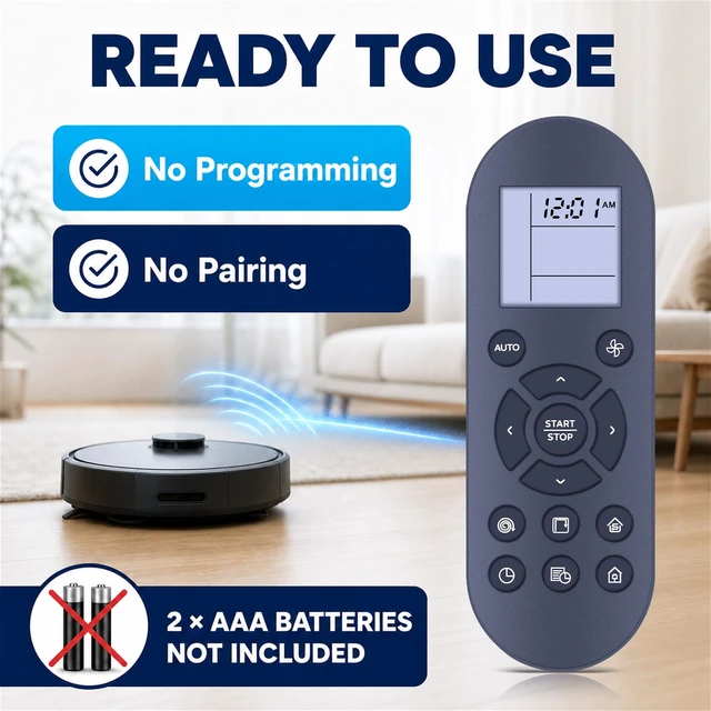 Alt view image 3 of 7 - Replacement Remote Control for Eufy RoboVac 11S, 11S Plus, 12, 15T and 30 No setup required; 40-ft IR range with 180° control. Fits select RoboVac models. Requires 2 AAA batteries, not included