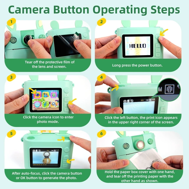 Alt view image 6 of 7 - Kids Instant Print Camera for Boys and Girls 1080P HD Toddler Digital Camera with 3 Rolls Print Paper&32G Card, Christmas Birthday Gift Toys for Age 3-16 Kids Portable Travel Digital Camera Toy