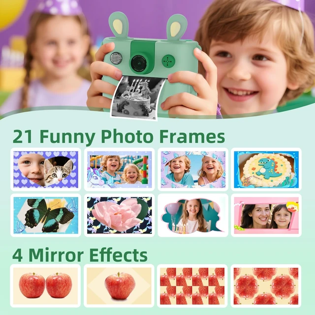 Alt view image 7 of 7 - Kids Instant Print Camera for Boys and Girls 1080P HD Toddler Digital Camera with 3 Rolls Print Paper&32G Card, Christmas Birthday Gift Toys for Age 3-16 Kids Portable Travel Digital Camera Toy