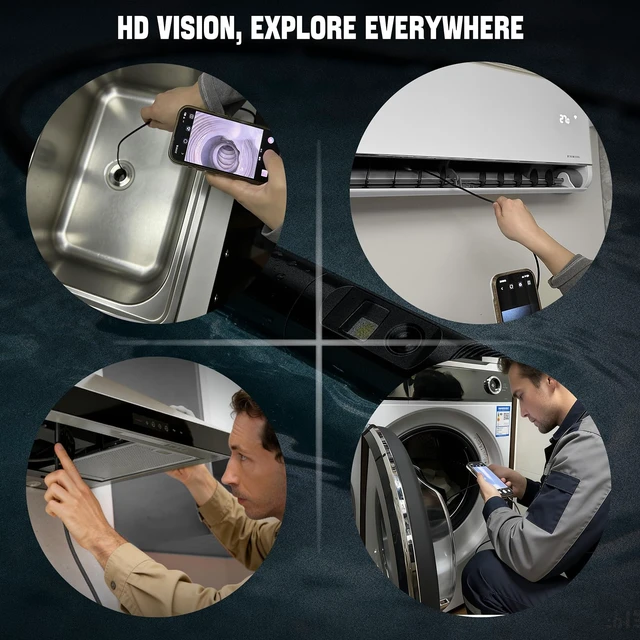 Alt view image 4 of 7 - Dual-Lens Endoscope Camera with Light, 1080P HD Borescope with 8 LED Lights