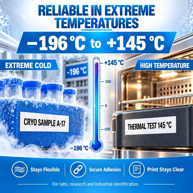 Alt view image 2 of 6 - P31S Nylon Label Cartridge, -196°C to 145°C, Black on White Withstands -196°C to 145°C, cryogenic laboratory labeling, wire and cable labeling, general identification