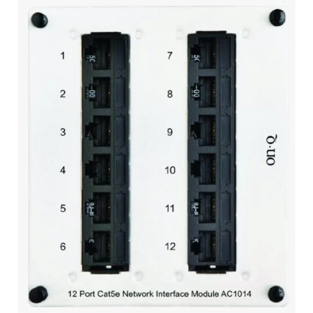 Main image of Legrand - OnQ 8 Port Cat 5e Network Interface Module, RJ45 Network Switch, High-Density Mini Patch Panel, Keystone Ports Labeled 1 Through 12, Grey, AC1014