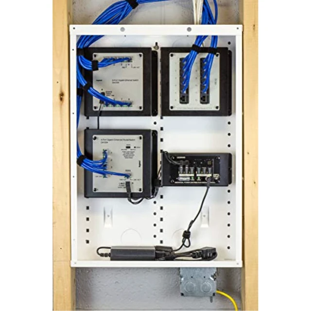 Alt view image 3 of 7 - Legrand - OnQ 8 Port Cat 5e Network Interface Module, RJ45 Network Switch, High-Density Mini Patch Panel, Keystone Ports Labeled 1 Through 12, Grey, AC1014