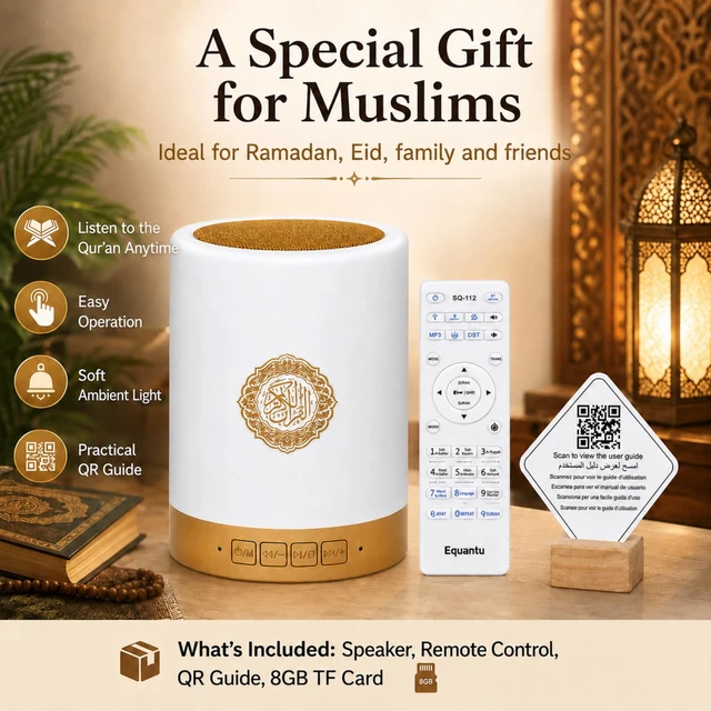 Alt view image 7 of 7 - Quran Touch Lamp with APP Control, Bluetooth Quran Speaker with Remote, 16 Reciters & 16 Languages, RGB LED Night Light, Islamic Speaker for Ramadan Eid Muslim Gifts