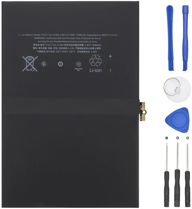 Main image of A1664 Battery for iPad Pro 9.7 2016 Edition A1673 A1674 A1675 Series 3.82V 7306mAh/27.91Whr with tools kit