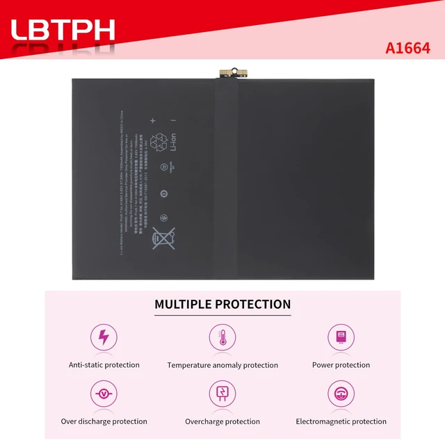 Alt view image 5 of 7 - A1664 Battery for iPad Pro 9.7 2016 Edition A1673 A1674 A1675 Series 3.82V 7306mAh/27.91Whr with tools kit