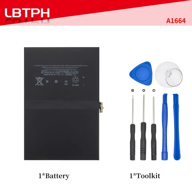 Alt view image 7 of 7 - A1664 Battery for iPad Pro 9.7 2016 Edition A1673 A1674 A1675 Series 3.82V 7306mAh/27.91Whr with tools kit