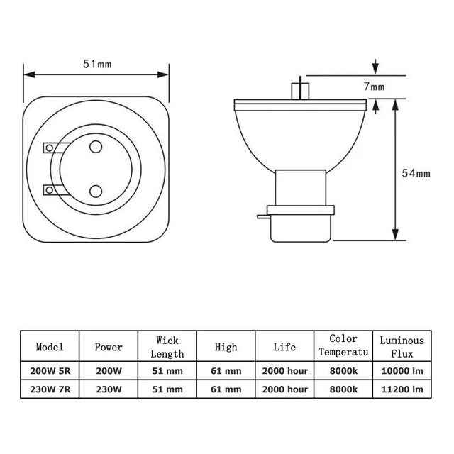 Alt view image 3 of 6 - Beam 230 7r Lamp 7r 230w Bulb, Projector Lamps Msd Platinum 7r Lamp for Beam Moving Head Light