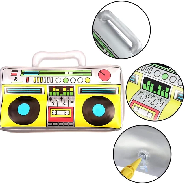 Alt view image 5 of 7 - 5 Pcs Inflatable Mobile Phone Props Inflatable Radio Boombox 80s 90s Theme Party Supplies, Halloween Decor, Inflatable Disco Ball Guitar Props, Hip Hop Decorations