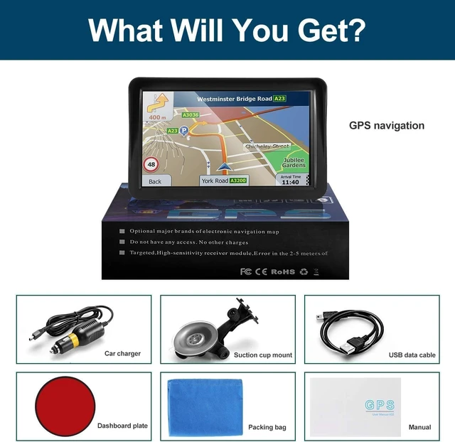 Alt view image 7 of 7 - GPS Navigator for Car Truck RV9 Inch Touchscreen,Free Map Updates 2026 Latest Map GPS for Car with Free Updates, Voice Guidance, Speed Alerts, Custom Routing, HD TouchscreenBlack