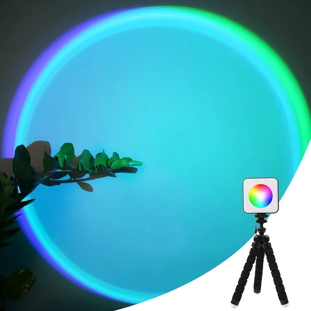 Main image of Sunset Projection Lamp, RGB Video Light, LED Camera Light 360° Full-Color2000mAh Rechargable, Magnet Adsorption, Night Light with Flexible Tripod Stand,Romantic Projector for Party Living Decor