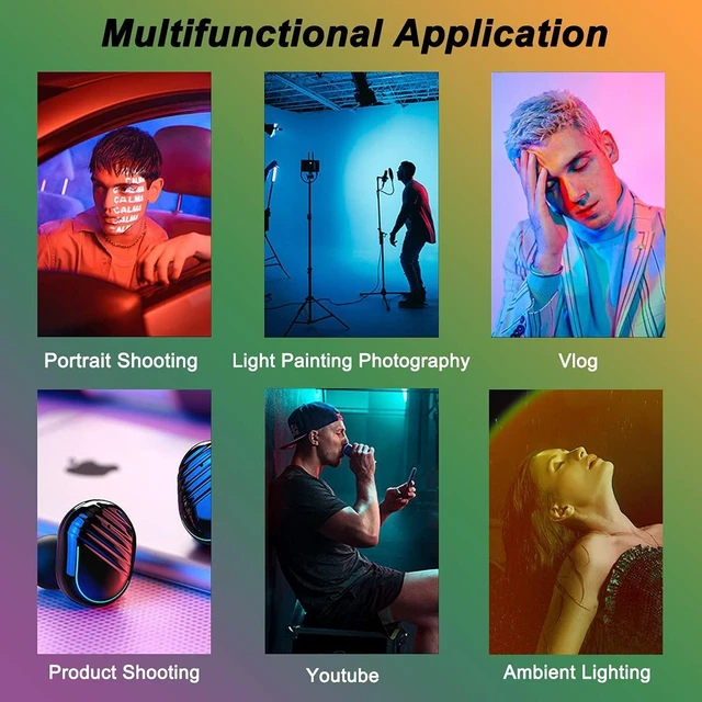 Alt view image 2 of 6 - Sunset Projection Lamp, RGB Video Light, LED Camera Light 360° Full-Color2000mAh Rechargable, Magnet Adsorption, Night Light with Flexible Tripod Stand,Romantic Projector for Party Living Decor
