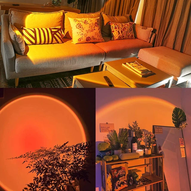 Alt view image 6 of 6 - Sunset Projection Lamp, RGB Video Light, LED Camera Light 360° Full-Color2000mAh Rechargable, Magnet Adsorption, Night Light with Flexible Tripod Stand,Romantic Projector for Party Living Decor