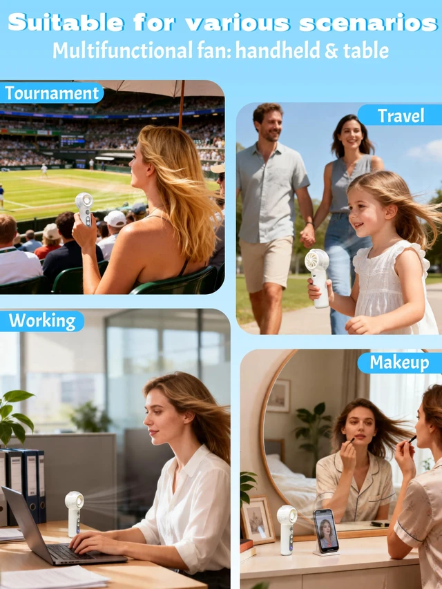 Alt view image 6 of 7 - Misting Fans, Portable Handheld Personal Fan with Water Spray, Mini White USB Rechargeable Fan with 4 Speed, Cooling Mist for Summer Travel, Tournament, Outdoors, Makeup, Home Office Use