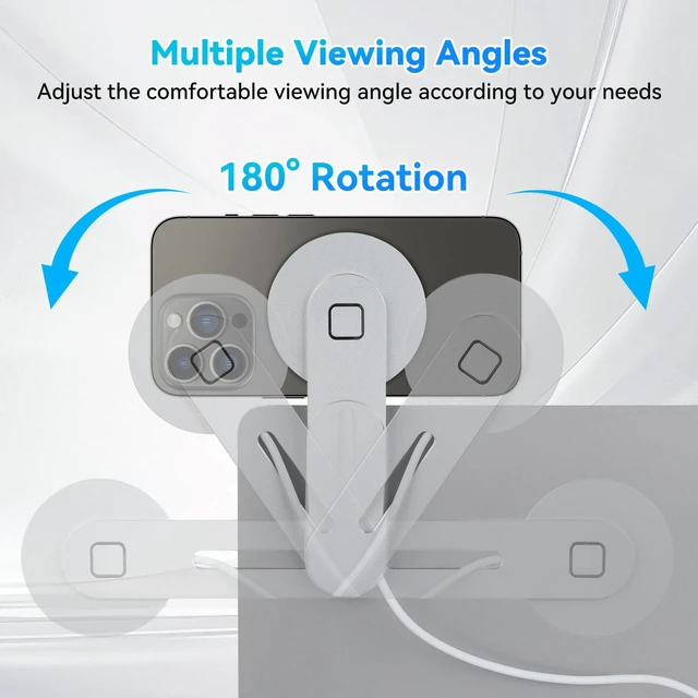 Alt view image 3 of 7 - Magnetic Wireless Charger Phone Mount for Laptop & Tesla Foldable Phone Holder 180°Adjustable Fast Charging Cellphone Stand for iPhone 17/16/15/14/13 MagSafe Charger