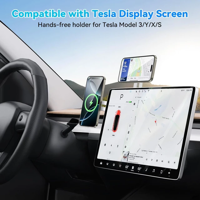 Alt view image 5 of 7 - Magnetic Wireless Charger Phone Mount for Laptop & Tesla Foldable Phone Holder 180°Adjustable Fast Charging Cellphone Stand for iPhone 17/16/15/14/13 MagSafe Charger