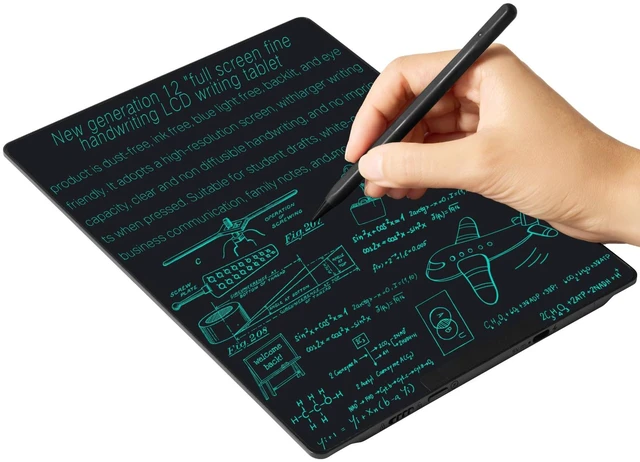 Main image of 12in Rechargeable LCD Writing Tablet, Bezel-Free Type-C Digital Notepad for Adults Ultra-Slim Lightweight Fine Lines No Palm Marks Office Home School Reusable