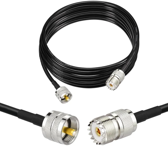 Main image of PL-259 UHF CB Coax Cable 10ft RG58 PL259 to SO239 SWR Meter Cable UHF Male to Female 50 Ohm Low Loss Extension for CB Radio Antenna Switch Antenna Analyzer Dummy Load etc