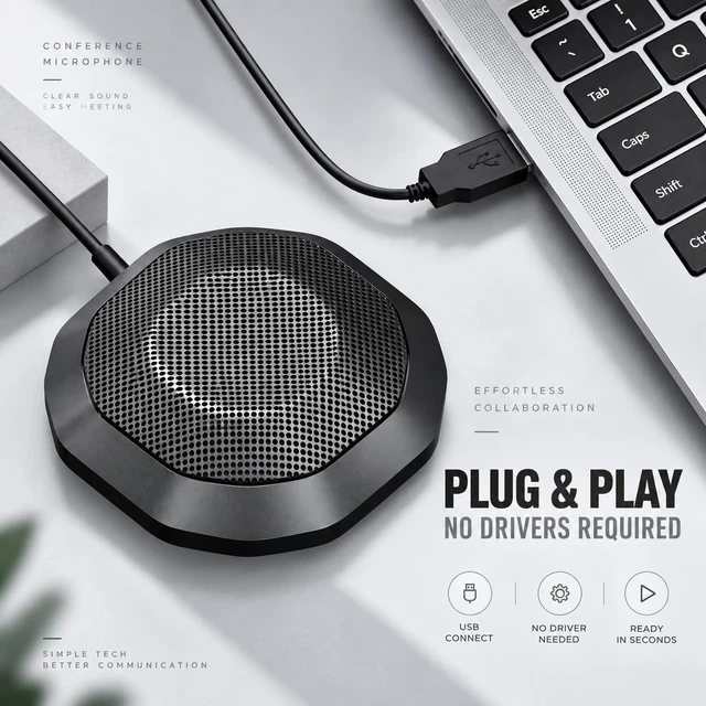 Alt view image 5 of 7 - 360° Computer Microphone for PC, USB Conference PC Mic, Noise-Canceling Technology, Recording, Skype, Online Class, Court Reporter, Plug & Play, Compatible with Windows/PC/Desktop/Laptop