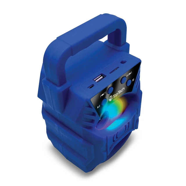 Alt view image 2 of 6 - Audio Blade-4 400W Bluetooth Speaker, Portable 3-Inch Wireless Speaker with LED Lights, TWS Functionality, Karaoke Mode, 6-Hour Rechargeable Battery, USB Drive, TF Card, AUX, FM Radio, Blue