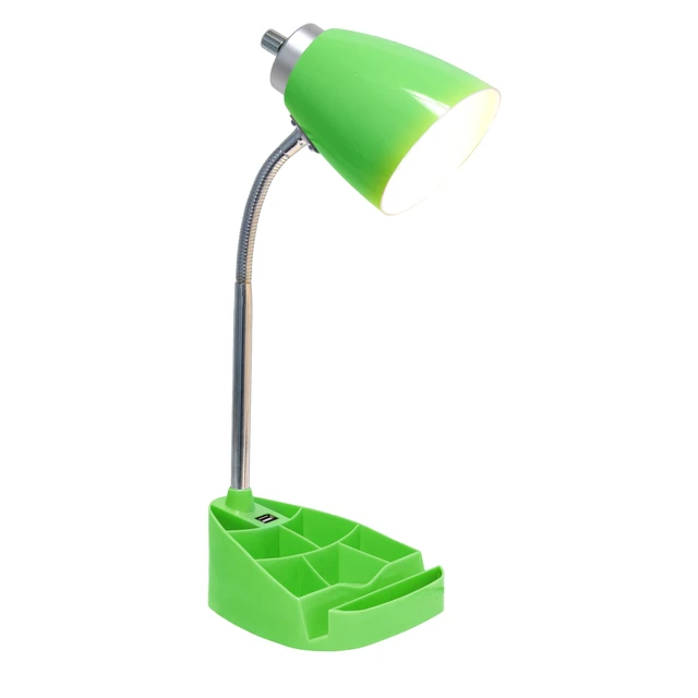 Alt view image 2 of 6 - LD1056-GRN-LB 18.5" Gooseneck Organizer Desk Lamp with iPad Tablet Stand Book Holder and USB Port, with LED Bulb, Green