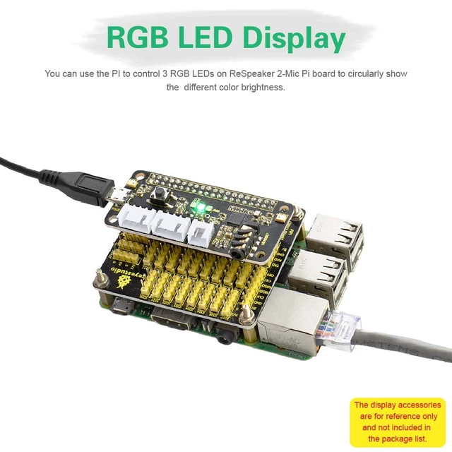 Alt view image 2 of 6 - ReSpeaker 2-Mic Pi HAT V1.0 for Raspberry Pi 4/4B, Raspberry Pi 3 3B+/2 2B