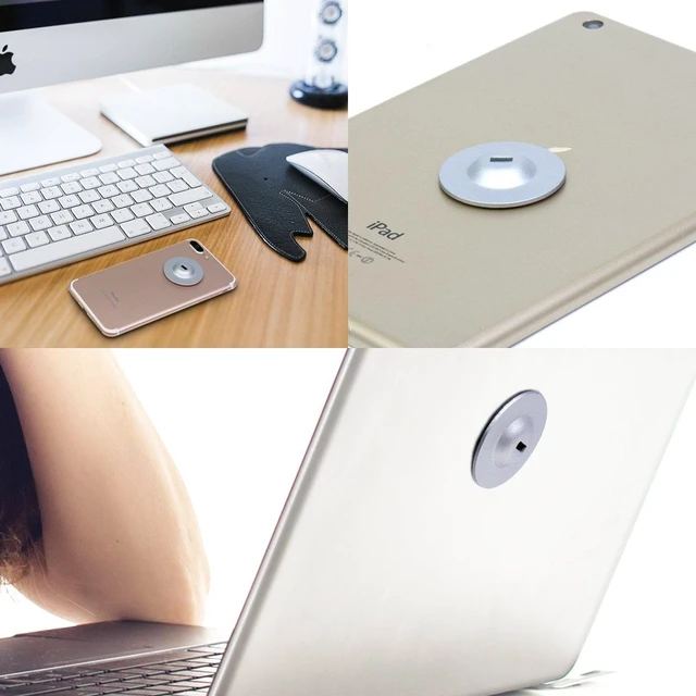 Alt view image 5 of 6 - Anchor Plate Adhesive Security Plate, Laptop Lock Plate with Slot, Universal Lock Plate for Laptop, Monitor, Smart Phone,Tablet, Other Electronic Products 4 Pack (Silver)