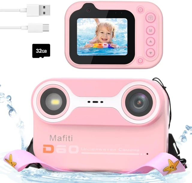 Main image of Kids Waterproof Camera Underwater Camera 10FT with 32GB Card Floatable Pool Toys Gifts for Kids Age 4-12 26MP Photos 1080P HD Videos Children Selfie Digital Camera Pink