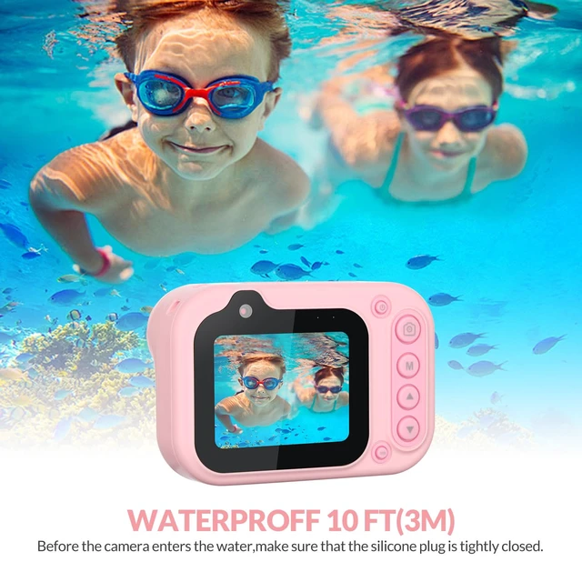 Alt view image 3 of 7 - Kids Waterproof Camera Underwater Camera 10FT with 32GB Card Floatable Pool Toys Gifts for Kids Age 4-12 26MP Photos 1080P HD Videos Children Selfie Digital Camera Pink