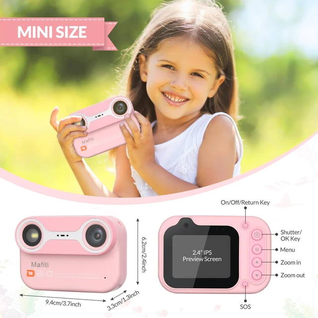 Alt view image 5 of 7 - Kids Waterproof Camera Underwater Camera 10FT with 32GB Card Floatable Pool Toys Gifts for Kids Age 4-12 26MP Photos 1080P HD Videos Children Selfie Digital Camera Pink
