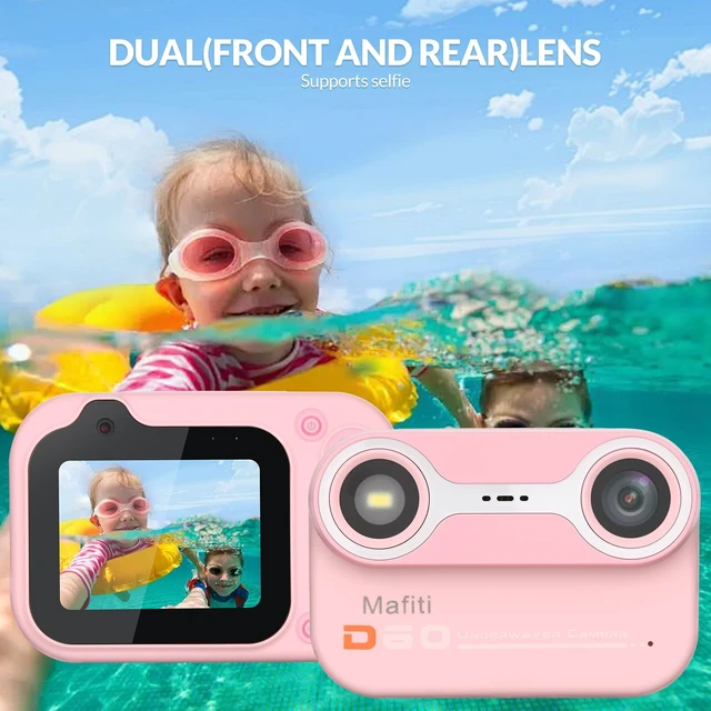 Alt view image 6 of 7 - Kids Waterproof Camera Underwater Camera 10FT with 32GB Card Floatable Pool Toys Gifts for Kids Age 4-12 26MP Photos 1080P HD Videos Children Selfie Digital Camera Pink