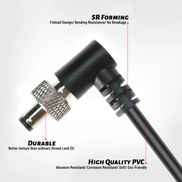 Alt view image 3 of 5 - Atomos Monitor Power Cable Right Angle Locking DC 5.5 2.1 for Touchscreen Display Video Devices PIX-E7 PIX-E5 Hollyland Mars 400s