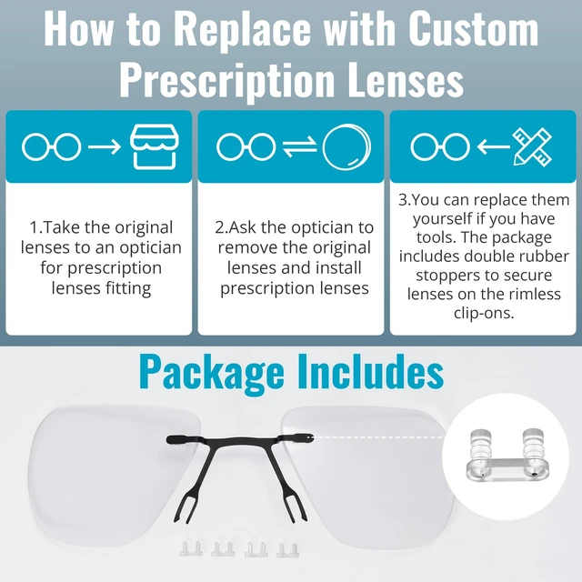 Alt view image 7 of 7 - HiBloks Clip-On Lenses for Oakley Meta Vanguard Glasses Custom Prescription Lens Replaceable Clip-On for Custom Prescription Lenses with Eyeglasses Cloth Accessory for Oakley Vanguard Glasses, Clear