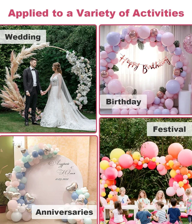 Alt view image 4 of 7 - 7.4FT Round Backdrop Stand with Two Water Bags for Party, Gold Round Arch Stand with Extended Base for Ceremony, Metal Wedding Arch for Birthday Party Baby Shower