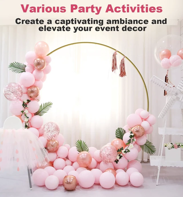 Alt view image 5 of 7 - 7.4FT Round Backdrop Stand with Two Water Bags for Party, Gold Round Arch Stand with Extended Base for Ceremony, Metal Wedding Arch for Birthday Party Baby Shower