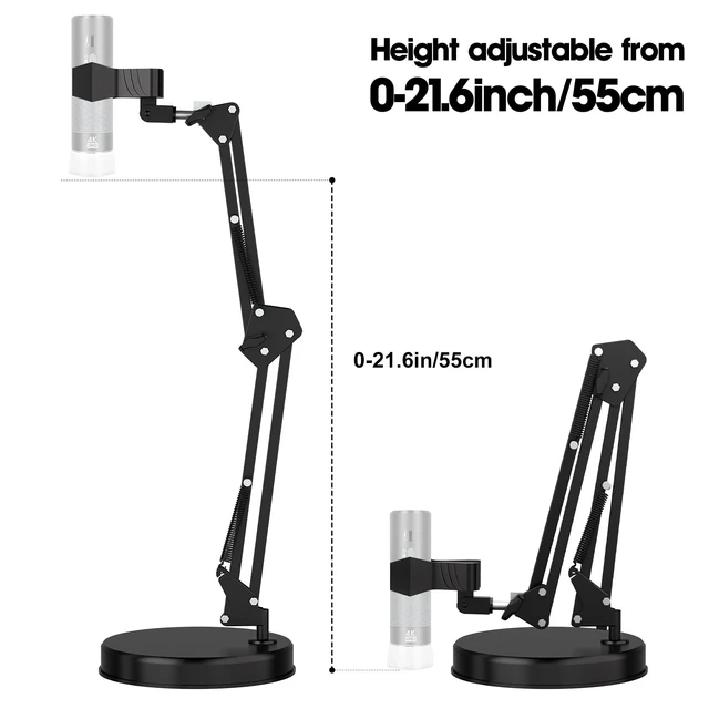 Alt view image 3 of 6 - Max 21inch Height Universal Stand, Height 0-21in Adjustable Digital USB Microscope Stand for Max Diameter 6cm USB Digital Wireless WiFi Microscope Camera Come with Table Clamp