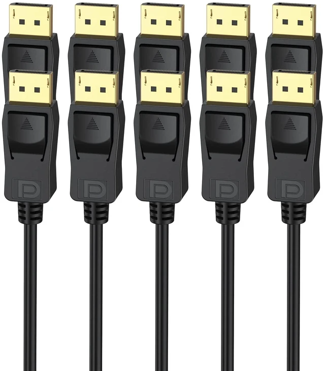 Main image of DisplayPort Cable 6FT 5-Pack, 4K Display Port to Display Port Cable 4K@60Hz, 2K 1440P@144Hz/165Hz DP to DP Cord Gold Plated, 3D, HDR for Gaming Monitor, Computer, Laptop, PC, AMD, NVIDIA