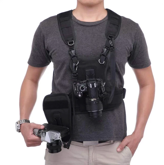 Main image of Multi Camera Carrying Chest Harness Vest System with Side Holster and Secure Straps for Canon Nikon Sony Panasonic Olympus DSLR Cameras