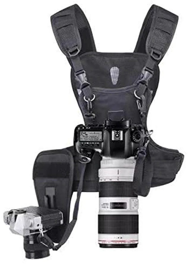 Alt view image 5 of 7 - Multi Camera Carrying Chest Harness Vest System with Side Holster and Secure Straps for Canon Nikon Sony Panasonic Olympus DSLR Cameras