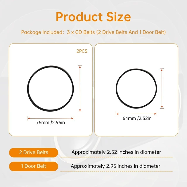 Alt view image 2 of 6 - 2 Drive Belts & 1 Door Belt CD Player Belts Fit for Sony CDP-CX300 3-Piece Kit,Replaces 421606101, 421932601; Fits CDP-CX300 CX350 CX355 DVP-CX777ES DVP-CX985V