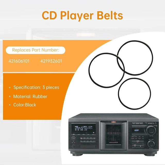 Alt view image 3 of 6 - 2 Drive Belts & 1 Door Belt CD Player Belts Fit for Sony CDP-CX300 3-Piece Kit,Replaces 421606101, 421932601; Fits CDP-CX300 CX350 CX355 DVP-CX777ES DVP-CX985V