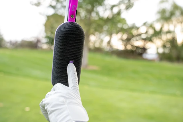 Alt view image 5 of 7 - Pin Point Golf GPS with Speaker, 40K+ Courses, IPX7 Waterproof, Purple GPS speaker powered by Golf Logix, 40,000+ courses - stereo sound, magnet mount, USB-C rechargeable
