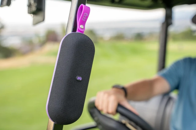Alt view image 6 of 7 - Pin Point Golf GPS with Speaker, 40K+ Courses, IPX7 Waterproof, Purple GPS speaker powered by Golf Logix, 40,000+ courses - stereo sound, magnet mount, USB-C rechargeable
