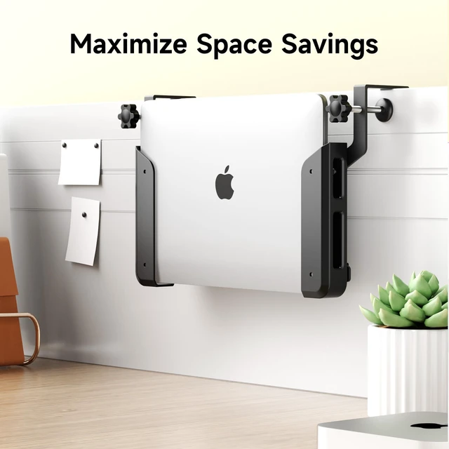 Alt view image 4 of 7 - No Drilling Under Desk Laptop Mount,Adjustable Steel Shelf Holder with Anti-Scratch Pads,Fits 15" Wide & 1.0" Thick Devices,Universal for MacBooks, Surface, Keyboards, Tablets & More