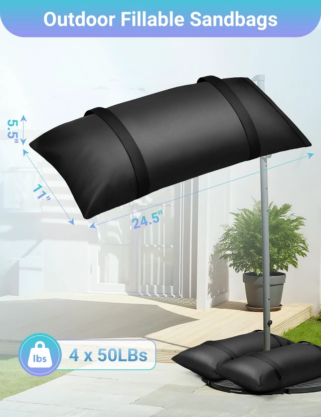 Alt view image 2 of 7 - 4 Pack Sand Bag for Umbrella Base, Fillable Weight Sandbags, No Sand Durable Sandbags Weights for Garden Furniture, Trampoline, Outdoor Umbrellas, Poolside Ideal for Outdoor Patio & Backyard